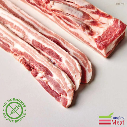 Langley Meat l Pork Belly for Grill • 무항생제 삼겹살 (100% Hormone Free : Frozen) 2LB