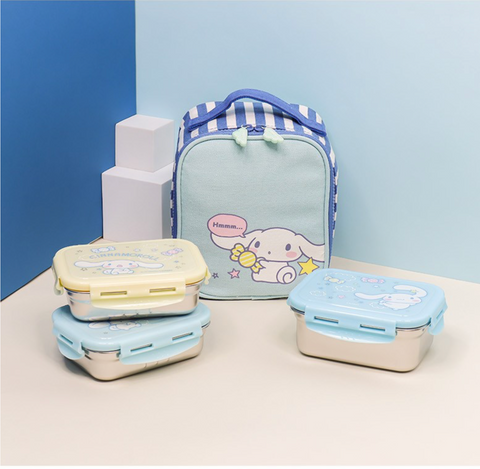 LILPANF l Cinamorolle Vacuum Lunch Set • 릴팡 시나몬롤 카고 3단 스텐 도시락 세트