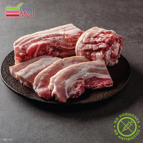 Langley MeatㅣSliced Pork Belly with skin • 무항생제 오겹살 (100% Hormone Free : Frozen)2LB