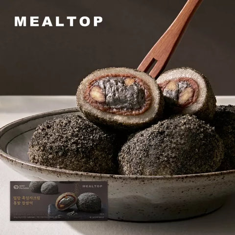 Mealtop l Black sesame cream whole red bean glutinous rice cake • 흑임자 크림 통팥 찹쌀떡 360g(=6's)